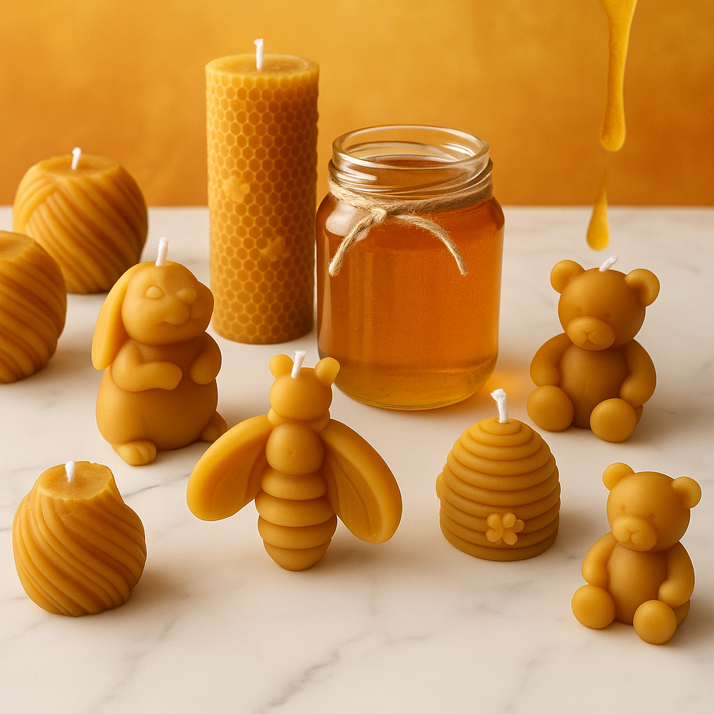 Vela de cera de abeja con forma de panal
