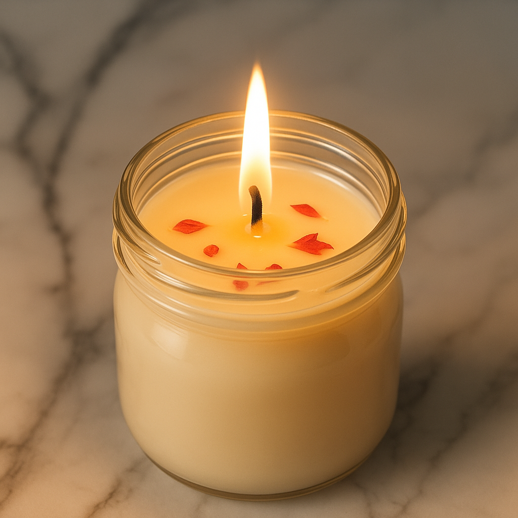 Vela de soja aromática encendida